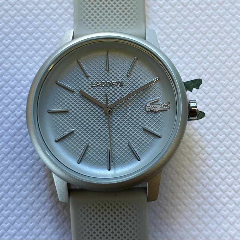 Lacoste Watch 42mm Silver Grey Face & Light Grey Silicone Band - Picture 3 of 6